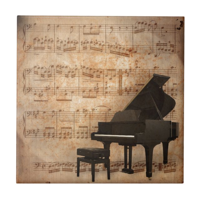 Grand Piano with Music Notes Tile (Front)