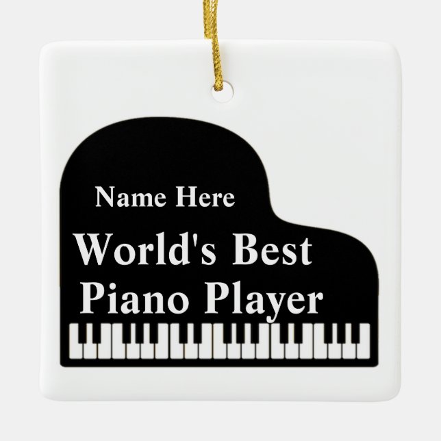 Grand Piano World's Best Piano Player  Ceramic Ornament (Front)