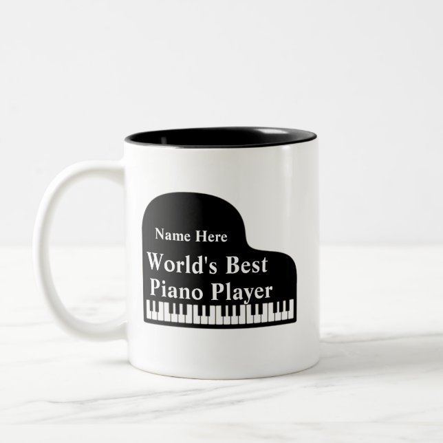 Grand Piano World's Best Piano Player  Two-Tone Coffee Mug (Left)