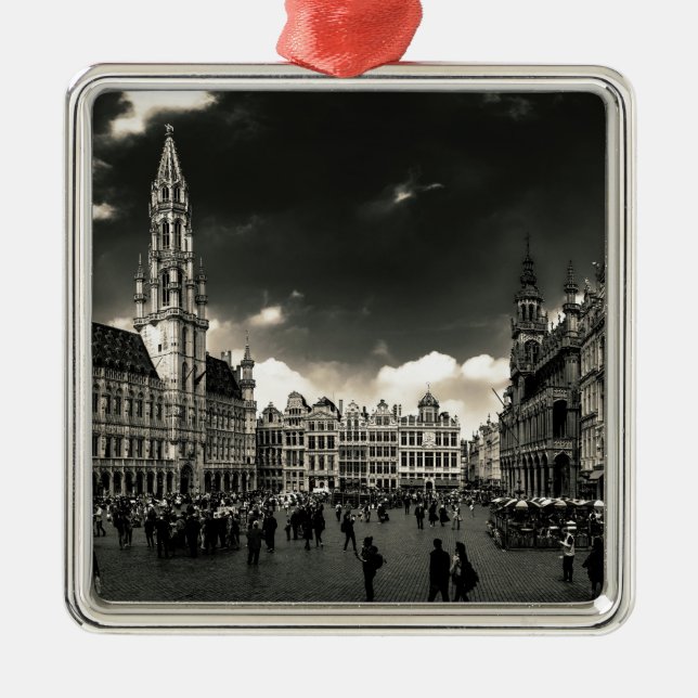 Grand-Place, Brussels, Belgium Metal Ornament (Front)