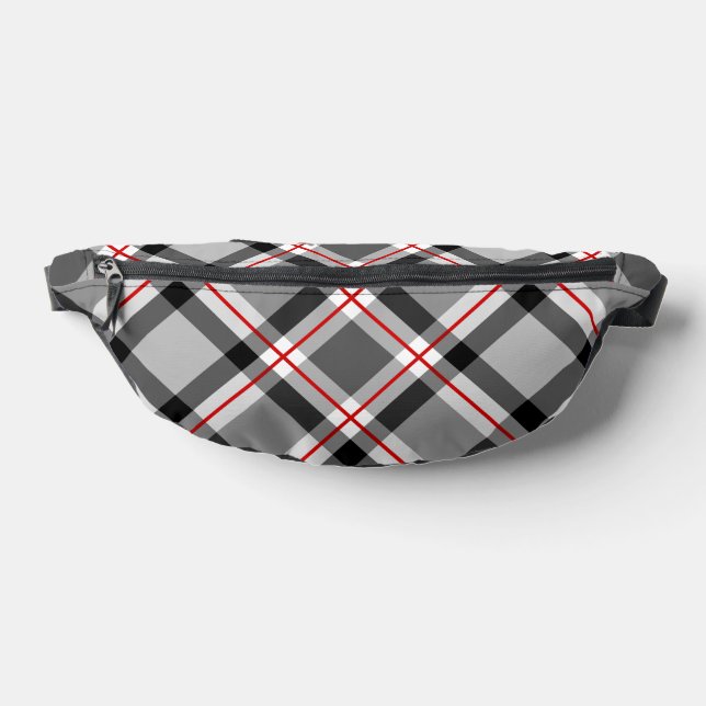 Grand Plaid moderne, noir, blanc, gris et rouge (Poser)