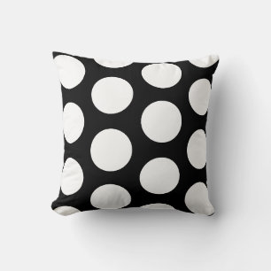 Grand pois noir et blanc coussin