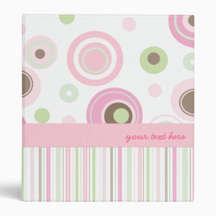 Grand pois rose et classeur Girly de rayures