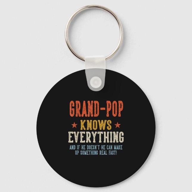 Grand-pop knows everything father's day retro keychain (Front)