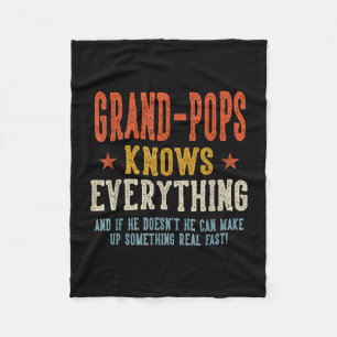 Grand-pops knows everything father's day retro fleece blanket