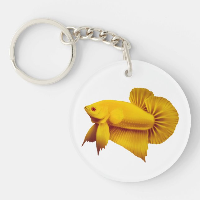 Grand porte - clé jaune de poissons de Betta de (Devant)