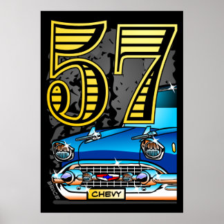 Grand Poster de dessin de voiture Chevy '57