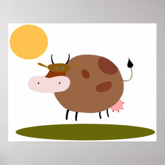 Grand poster de haute qualité imprimé de la vache 