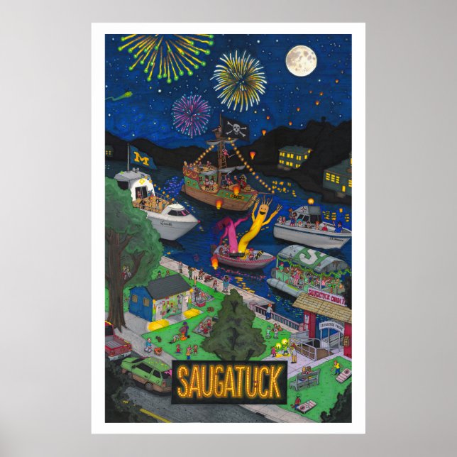 Grand poster de Saugatuck (Nuit) (Devant)