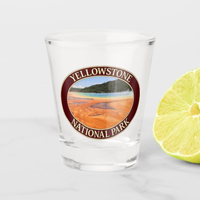 Grand Prismatic Spring at Yellowstone National Prk Shot Glass (Front)