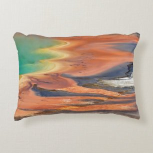 Grand Prismatic Spring Runoff Decorative Pillow