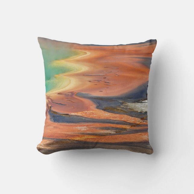 Grand Prismatic Spring Runoff Throw Pillow (Front)