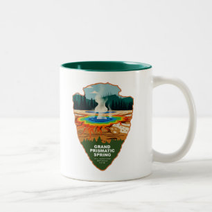 Grand Prismatic Spring Yellowstone Arrowhead Two-Tone Coffee Mug