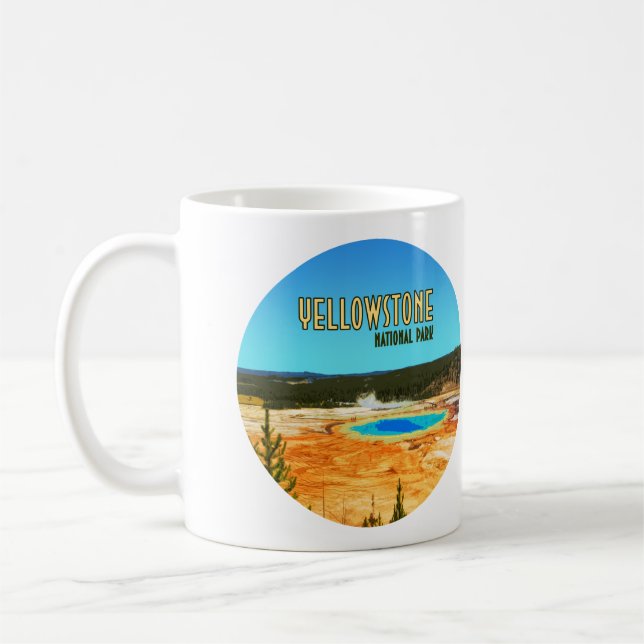 Grand Prismatic Yellowstone National Park Vintage Coffee Mug (Left)