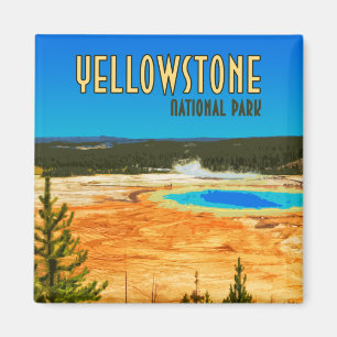 Grand Prismatic Yellowstone National Park Vintage Magnet