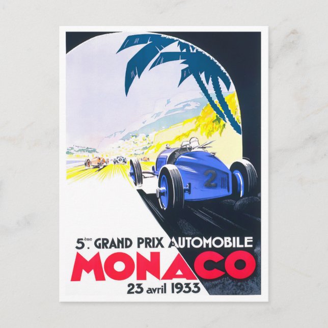 Grand Prix vintage de Monaco 1933 Carte postale (Devant)