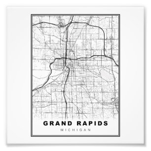 Grand Rapids Map Photo Print