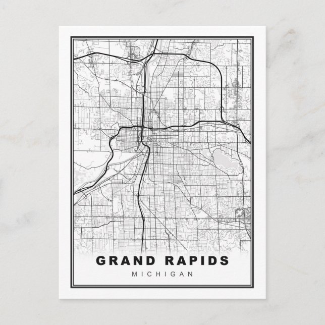 Grand Rapids Map Postcard (Front)
