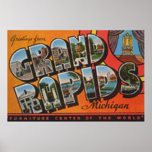 Grand Rapids, Michigan - Large Letter Scenes Poster