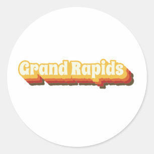 Grand Rapids Retro Vintage Text Classic Round Sticker