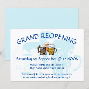 GRAND REOPENING Bar Reunion Customizable PALE BLUE Invitation