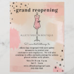 Grand Reopening Boutique Store Abstract Blush Flyer<br><div class="desc">Illustration of a dress form over a abstract background with peach pink colour scheme.  Personalize the text.</div>