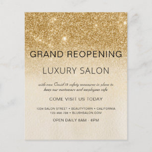 Grand Reopening Gold Glam Glitter Salon Flyer