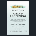 GRAND REOPENING | trendy gold blue beauty spa Flyer<br><div class="desc">Announce your grand reopening with this lovely design with mint and white colours and black text. the text can be personalized.</div>