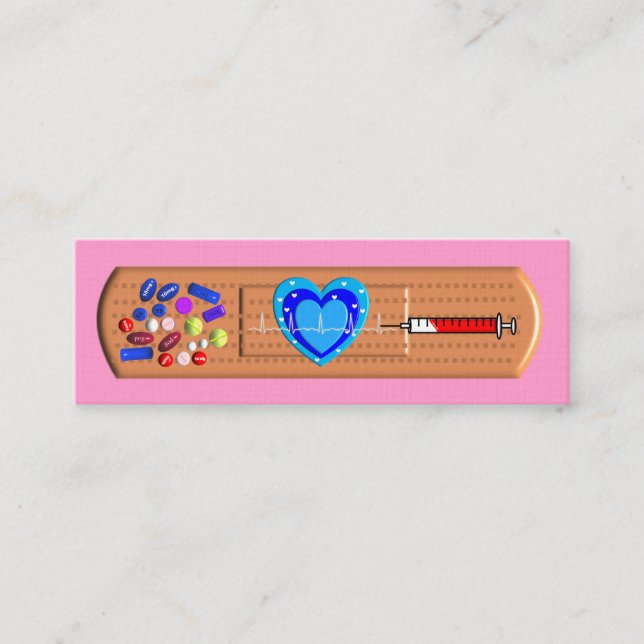 Grand rose Bandaid de cartes de visite Médicale (Devant)