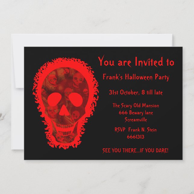 Grand rouge de crâne "vous êtes" invitation (Devant)