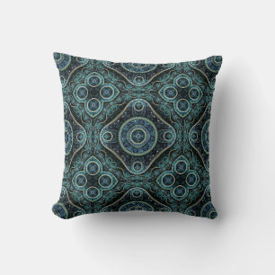 Grand Royal Julian Fractal Mandala Pattern Throw Pillow