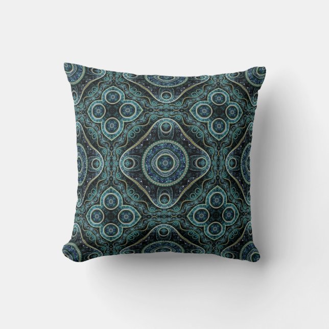 Grand Royal Julian Fractal Mandala Pattern Throw Pillow (Front)