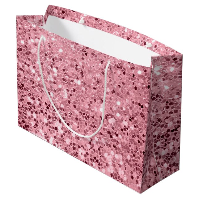Grand Sac Cadeau 12.5lx4wx9h Grande Parties scintillant Rose cadeau (Dos Angle)