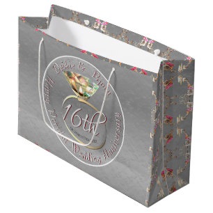 Grand Sac Cadeau 16e anniversaire de Mariage Cire, Statice, & Perid