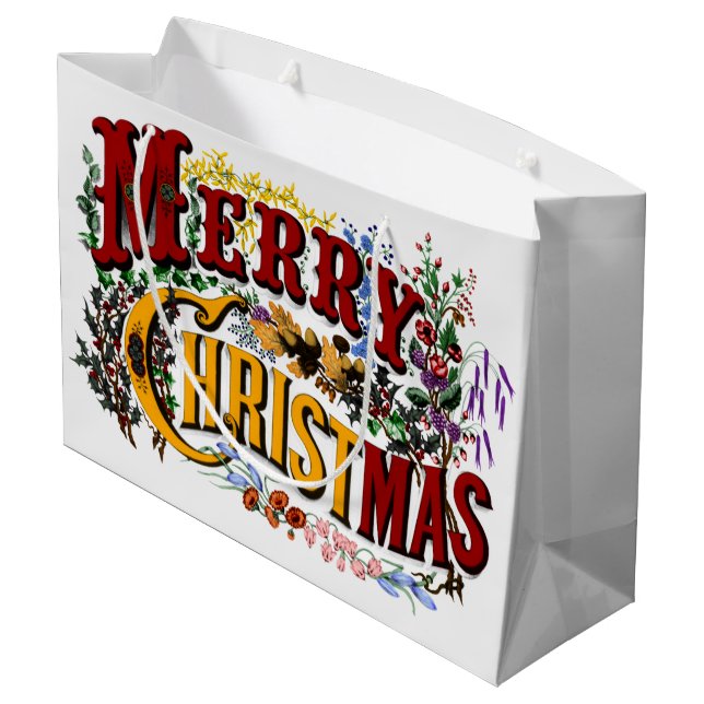 Grand Sac Cadeau 1876 Joyeux Noël coloré (Dos Angle)