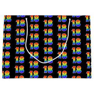 Grand Sac Cadeau 18e anniversaire : Fun Rainbow Event Numéro 18 Mot