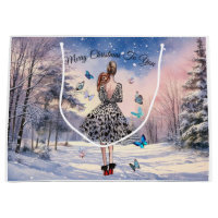 1950 Femme aux papillons Salutation de Noël