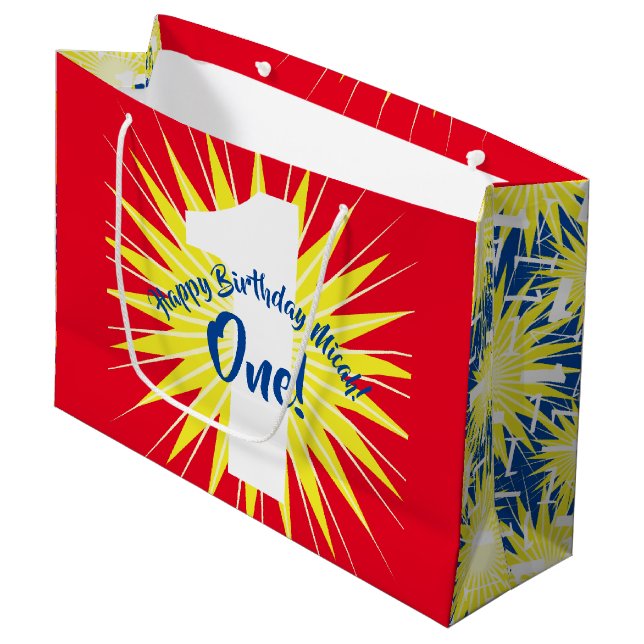 Grand Sac Cadeau 1er anniversaire inoubliable (Devant Angle)