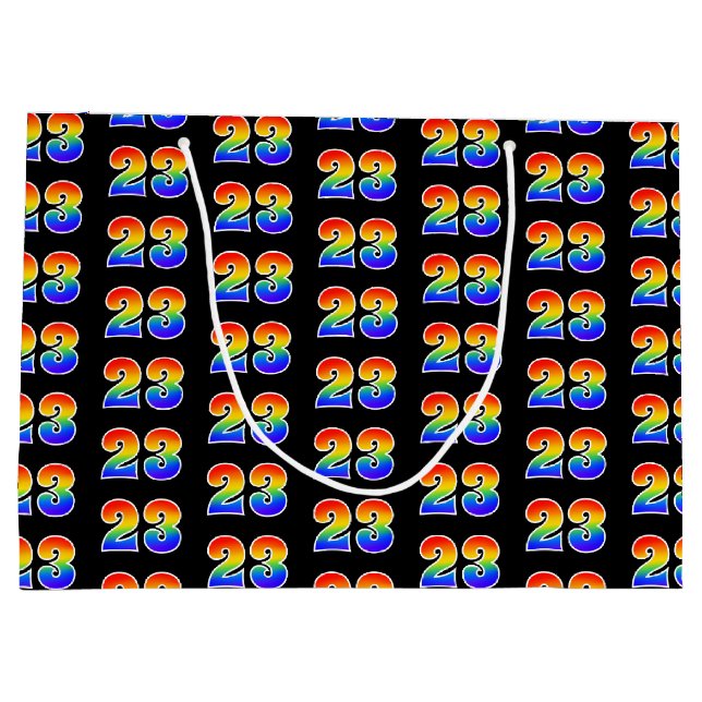 Grand Sac Cadeau 23e anniversaire : Fun Rainbow Event Numéro 23 Mot (Dos)