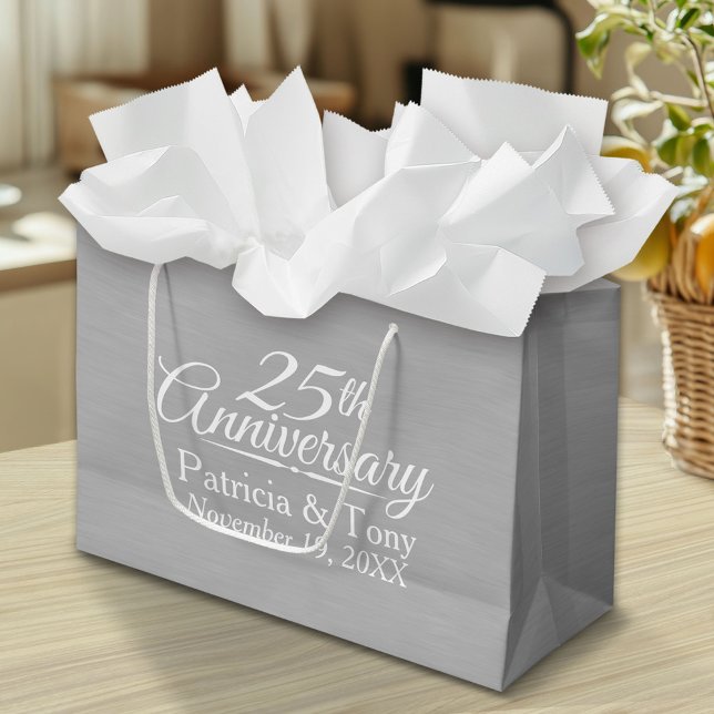 Grand Sac Cadeau 25e anniversaire du Mariage Personnalisé (Custom Gift Bag)