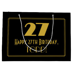 Grand Sac Cadeau 27e anniversaire — Art Déco Inspiré Look "27" & No