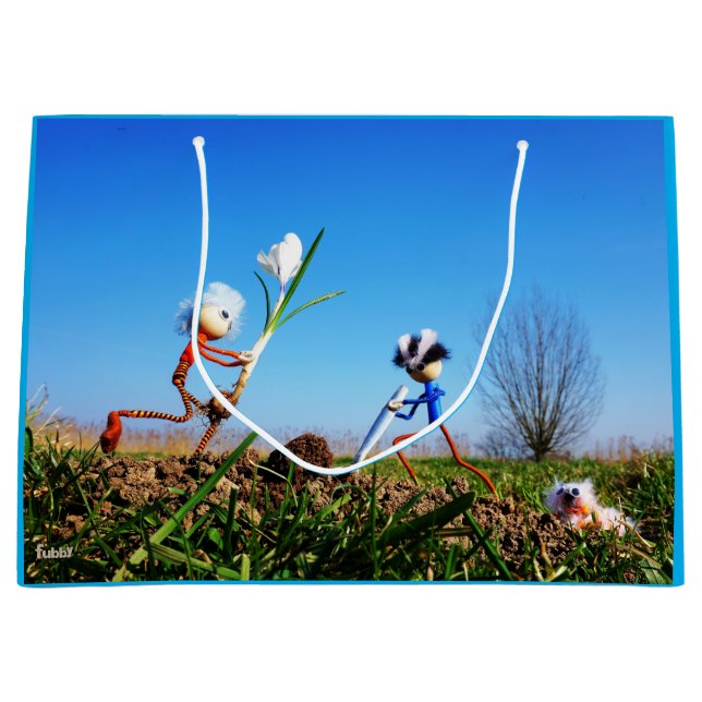 Grand Sac Cadeau 2 Fubby qui plantent une sphère de crocus. (Devant)