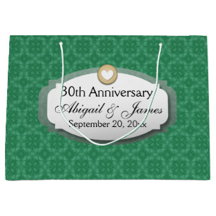 Grand Sac Cadeau 30e anniversaire du Mariage Green Z08