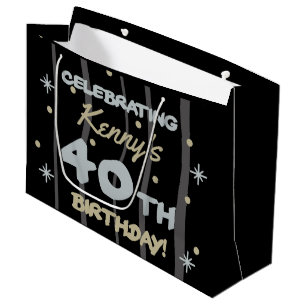Grand Sac Cadeau 40th Birthday Party Ajouter votre nom