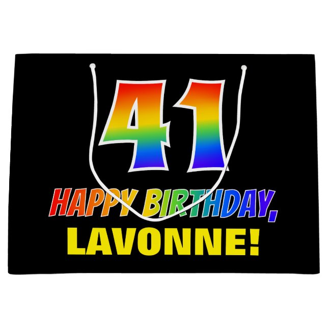 Grand Sac Cadeau 41e anniversaire : Audacieux, amusant, simple, arc (Devant)