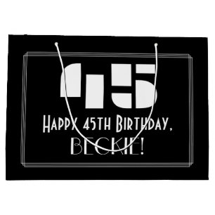 Grand Sac Cadeau 45ème anniversaire ~ Art Déco Inspiré Look "45" + 