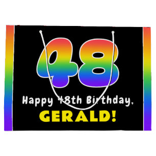 Grand Sac Cadeau 48e anniversaire : Arc-en-ciel coloré # 48, Nom pe