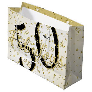 Grand Sac Cadeau 50 et fabuleux fête d'anniversaire Fun Black/Gold