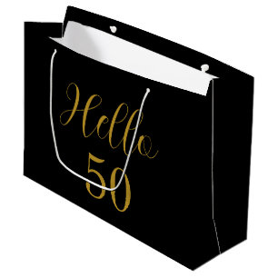 Grand Sac Cadeau 50e Anniversaire Black Gold fête d'anniversaire Fa