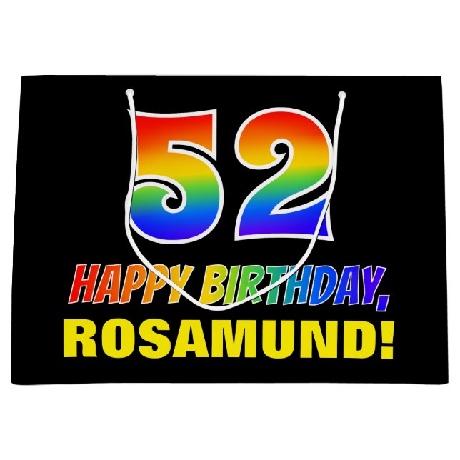 Grand Sac Cadeau 52e anniversaire : Bold, amusant, simple, arc-en-c (Devant)